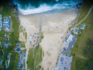 aerial view, birdseye view, beach
